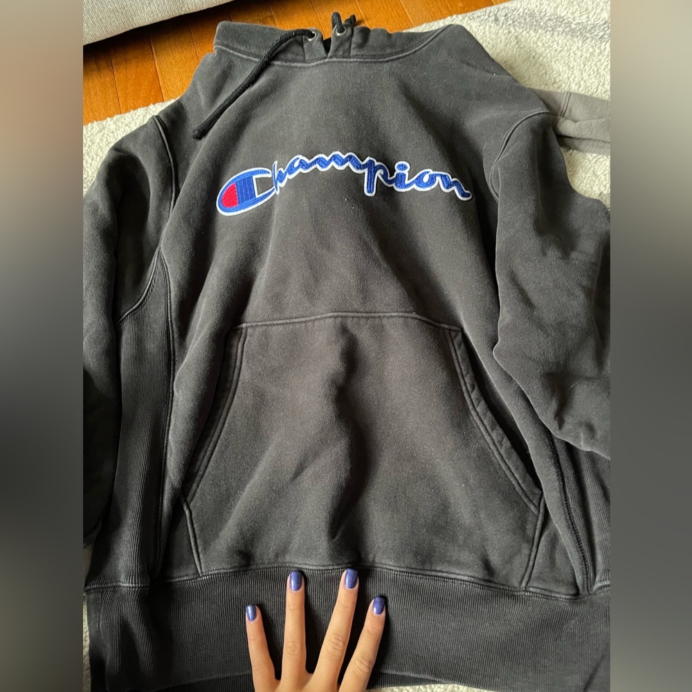 black washed champion hoodie